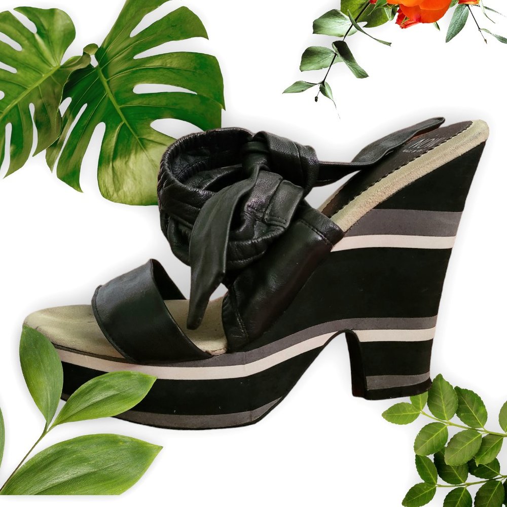 NOW Roma Striped Tricolor Wedges - EU 40 US 9